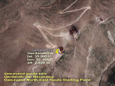 GardanehSar Locations Damavand Mountain North-East Route Map