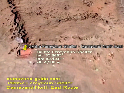 Takhte Fereydoun Shelter & Campsite Location Mount Damavand North-East Route